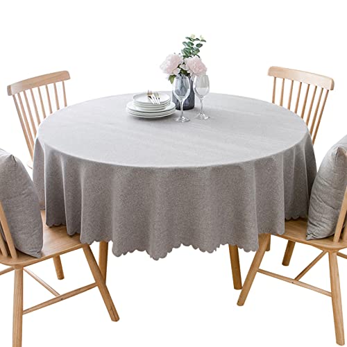 Jeloris Round Waterproof Tablecloth Spill-Proof and Stain Resistant Table Cloth Wrinkle Free Washable Decorative Fabric Table Cover for Kitchen, Dining, Parties, Buffet, Wedding(48 inch, Light Grey)