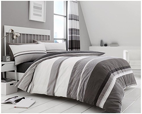 Gaveno Cavailia Hudson Luxurious Bed Set with Duvet Cover and Pillow Cases, Polyester-Cotton, Double - Grey