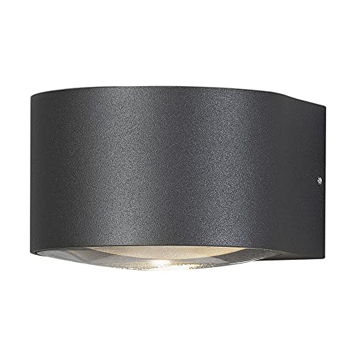 Konstsmide Outdoor Wall Light Mains Powered/Gela Down Modern Outdoor Wall Lamp/LED High Power 1 x 6 W Wall Lamp/Convex Wide Angle Clear Glass Lens/Aluminium/IP54/Outside Light Anthracite