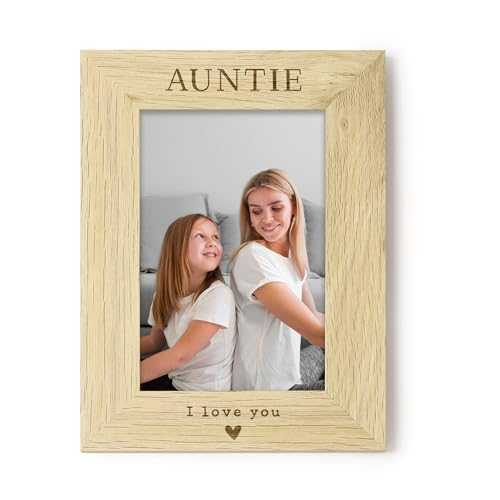 Auntie I Love You Photo Frame 4x6, Engraved Wooden Picture Frame for Auntie, Mothers Day Gift from Niece/Nephew, Aunty, Birthday Gift, Aunt Keepsake Frame (Landscape)