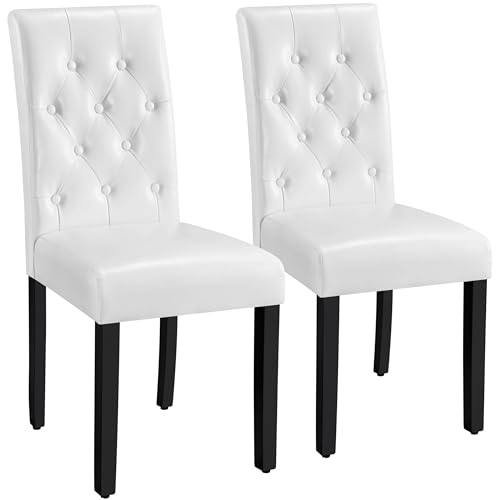 Yaheetech Faux Leather Dining Room Chairs Set of 2 with High Back, White