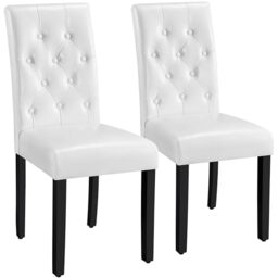 Yaheetech Faux Leather Dining Room Chairs Set of 2 with High Back, White