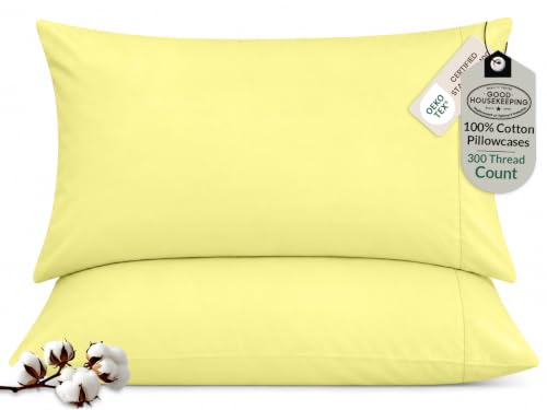 ROYALE LINENS 300 Thread Count 100% Long Staple Combed Cotton Pillowcases Set Of 2 -Ultra Soft Standard Bed Pillow Cover
