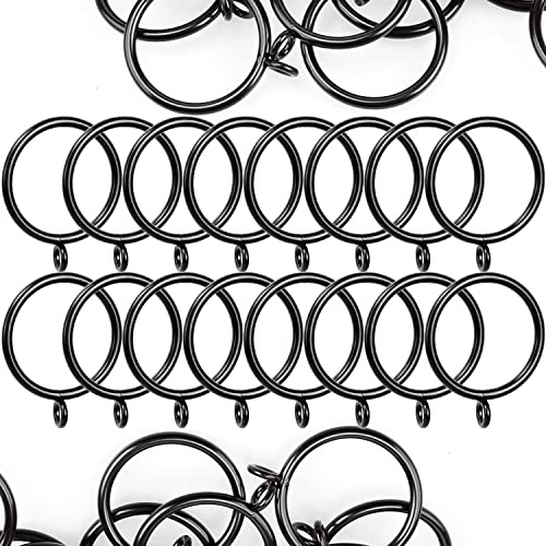 ASelected 50 Pack 38mm Curtain Hanging Rings Metal Black Curtain Drapery Pole Hooks fit Rods up to 35mm diameter