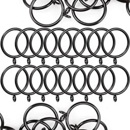 ASelected 50 Pack 38mm Curtain Hanging Rings Metal Black Curtain Drapery Pole Hooks fit Rods up to 35mm diameter
