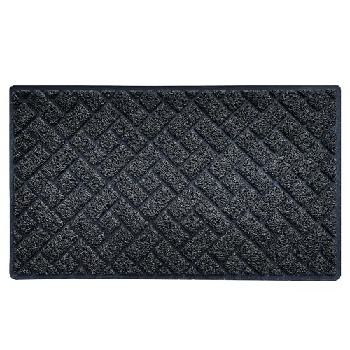 Nicoman Diamond Quilted Shape Doormat｜Open Construction Drainage Mat｜For Outdoor Use ONLY (75x44cm, BLACK, Use Outdoor ONLY)