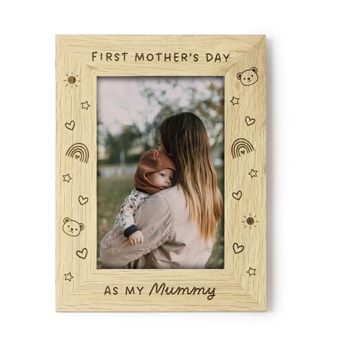 First Mother’s Day Photo Frame 4x6, Engraved Wooden Frame Gift for New Mum, 1st Mothers Day As My Mummy, Present from Baby, Mum Keepsake Picture Frame (Landscape)