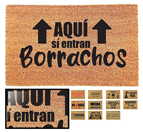LUCA HOME – Original and Fun Natural Coconut Entrance Doormat – Doormat if Drunk Entering 33 x 60 – Ideal for Outdoor Doors, Covered Hallways and Entrances of Homes