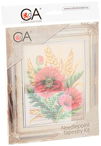 "Collection D'Art ""Flowers Poppies and Wheat Tapestry Kit, 100% Cotton, Multi-Colour, 20 x 25 x 0.10 cm"