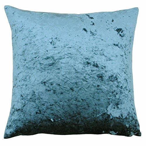 "Riva Paoletti Verona Cushion Cover Square - Teal Blue - Velvet Feel - Crushed Velvet Look - Hidden Zip Design - 100% Polyester - 55 x 55cm (22"" x 22"" inches) - Designed in the UK"