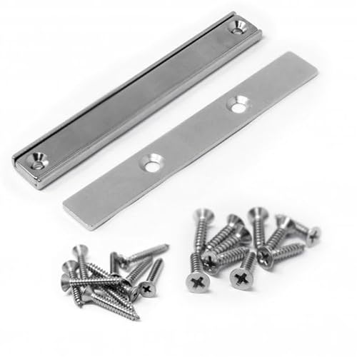 Countersunk Magnet & Steel Plate Pack - 100 x 13.5 x 5mm thick Neodymium Channel Magnet w/ 2x 3.3mm c/sunk holes - 36kg Pull (Pack of 2)