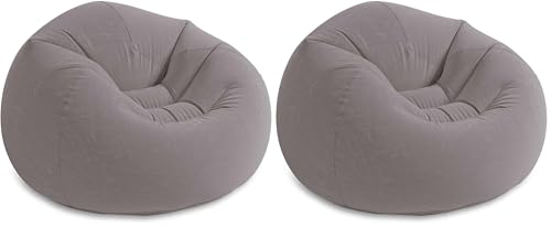 Intex Beanless Bag Chair Inflating Furniture - Bean Bag - 1.14 m x 1.14 m x 71 cm, Grey (Pack of 2)