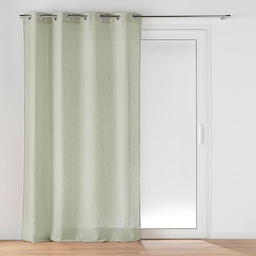 Douceur d'Intérieur, Eyelet Curtain Cloris Sage 140 x 240 cm Linen Look Woven