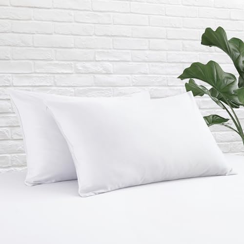 100% Cotton 4 Pcs Pillow Cases Queen Size, 400 Thread Count Sateen Weave White Pillowcases Queen Size, Premium Quality Pillow Covers for Home/Hotel