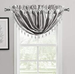Home Maison Kitchen Valance, Silver, 36x37