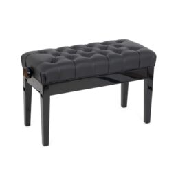 Musisca HY502 adjustable concert piano stool in black gloss with black, capitone style, faux leather upholstery