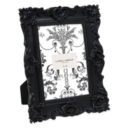 Laura Ashley - Handmade Resin Picture Frame with Easel and Hook for Tabletop and Wall, Decorative Floral Picture Frame for Home Decor, Photo Gallery, Art and More (4x4 Inch, Gold)