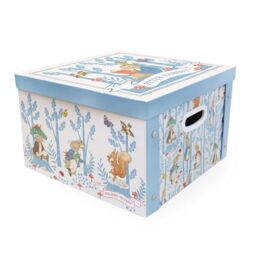 Peter Rabbit Collapsible Storage Box with Lid & Handles - Kids Toy Storage Cube - Foldable Design for Bedroom & Playroom - Beatrix Potter Forest Picnic Design
