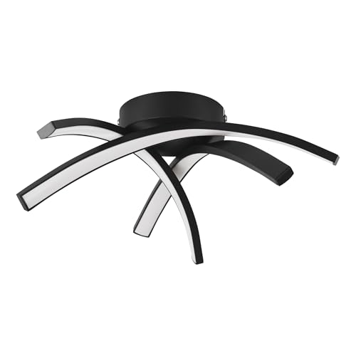 Eglo LED Ceiling Light Fixture Destro-E, Rod Shaped Living Room lamp, Hallway Lighting, Black Metal, White Plastic, Warm White