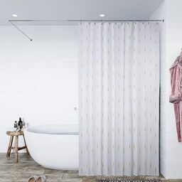 Croydex Gold Dotty Textile Shower Curtain, Water Repellant, Hygiene 'N' Clean, 12 Eyelets