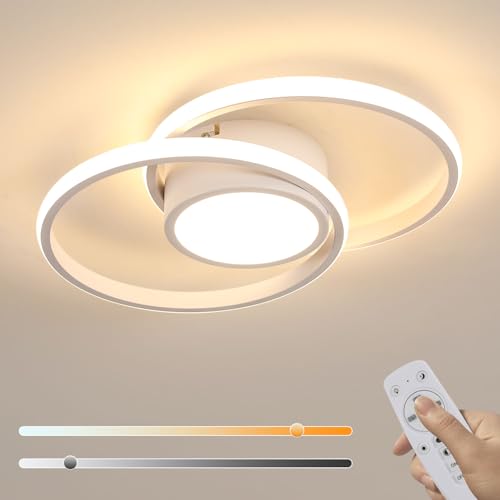 Comely LED Ceiling Lights, Modern LED Ceiling Lights 32W 2350LM, Warm White 3000K, Round Ceiling Lighting for Bedroom Hallway Balcony Corridor (Dia 28cm) (【White】 Dimmable 3000K-6500K, 40cm)
