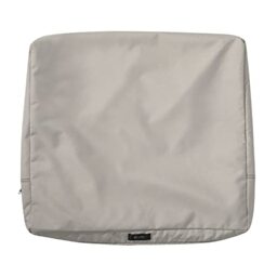Classic Accessories Ravenna Water-Resistant 21 x 20 x 4 Inch Outdoor Back Cushion Slip Cover, Patio Furniture Cushion Cover, Mushroom