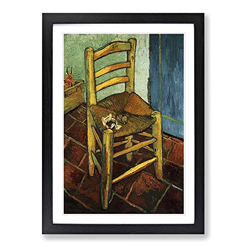 Vincent Van Gogh Chair and Pipe Framed Print - A2 Black Framed Wall Art - Ready to Hang - Modern Historical Picture - Living Room Bedroom Lounge Office