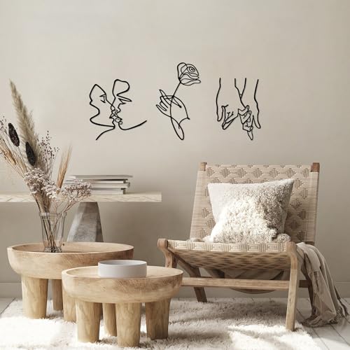 Stylish Black Decorative Metal Wall Accessory Set (3 Pieces) - 100% Metal, 1.5 mm Thick - Sizes: 22 x 24 cm, 18 x 30 cm, 18 x 25 cm - Easy Wall Hanging