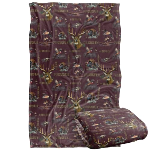 Jq Licensing - Cf-Jp Big Game Deer, Ducks, Turkey, Pheasant Hunting Pattern Silky Touch Super Soft Throw Blanket 91 x 147 Cm