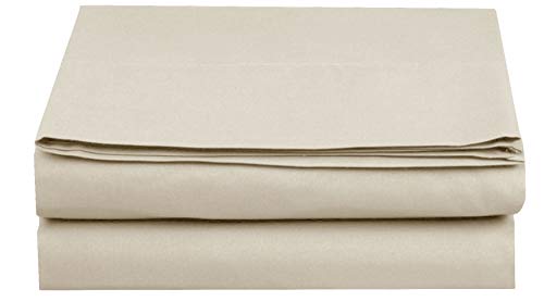 Elegant Comfort 1500 Thread Count Egyptian Quality Bedding Flat Sheet, Wrinkle-Free, Stain-Resistant, Microfiber, Cream, Queen