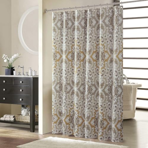 BESTRIPES Long Stall Shower Curtain 54 x 78 inch Beige and Grey Printed Boho Damask Paisley Moroccan Pattern Shower Curtains for Bathroom Modern Mid-Century Decorative Waterproof Bath Curtains