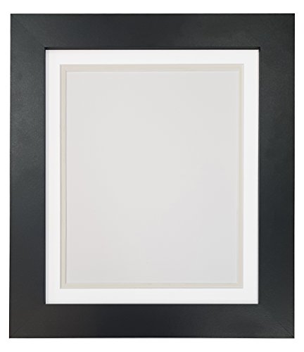 Metro Black Photo Picture Poster Frame with Double White on Light Grey Mount 30 x 24 for Image Size 24 x 20 inch