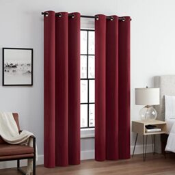 Eclipse Andover Solid Tripleweave Thermal Blackout Grommet Curtains for Bedroom (2 Panels), 42 in x 95 in, Red