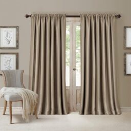 "Elrene All Seasons Blackout Window Curtain Panel, Room-Darkening Rod-Pocket and Back Tab Curtain, 52""x95"", Taupe, 1 Panel"