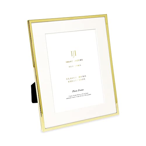 Isaac Jacobs 17.5 x 22.5 cm (12.5 x 17.5 cm in mount) Gold Photo Frame Classic Metal Photo Frame for Table Top and Hanging Presentation Decor for Home Office Wall Art (Gold)