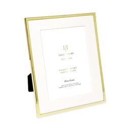 Isaac Jacobs 17.5 x 22.5 cm (12.5 x 17.5 cm in mount) Gold Photo Frame Classic Metal Photo Frame for Table Top and Hanging Presentation Decor for Home Office Wall Art (Gold)