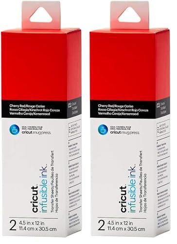 "Cricut Infusible Ink Transfer 2 Sheets - 11.4cm x 30.5cm (4.5"" x 12"") - Cherry Red - Ideal for use Mug Press (Pack of 2)"