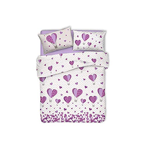 PENSIERI DELICATI 100% Cotton Double Duvet Cover Set Complete with Duvet Cover 250 x 200 cm and 2 Pillowcases 52 x 82 cm Made in Italy Machine Washable at 40 °C