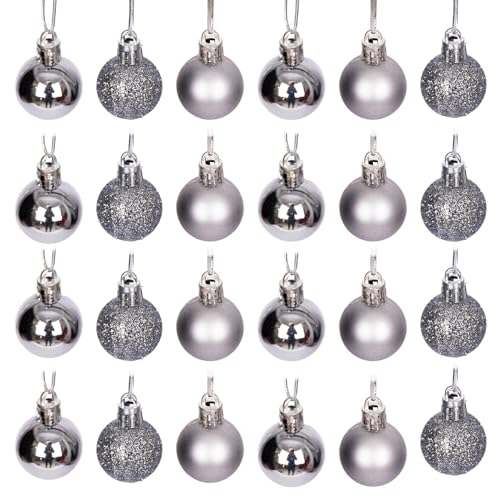 30mm/12Pcs Christmas Baubles Shatterproof Mid Grey, Christmas Tree Decorations Ball Ornaments Balls Xmas Hanging Decorations Holiday Decor - Shiny,Matte,Glitter