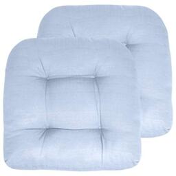"Sweet Home Collection Patio Cushions Outdoor Chair Pads Premium Comfortable Thick Fiber Fill Tufted 19"" x 19"" Seat Cover, 2 Count (Pack of 1), Light Blue"