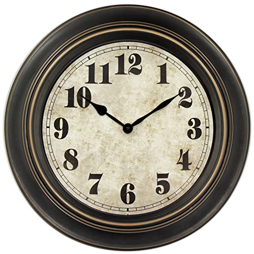 Home Decor 45Min 18-inch Retro Wall Clock Silent Non-Ticking Round Wall Clock with Arabic Numerals