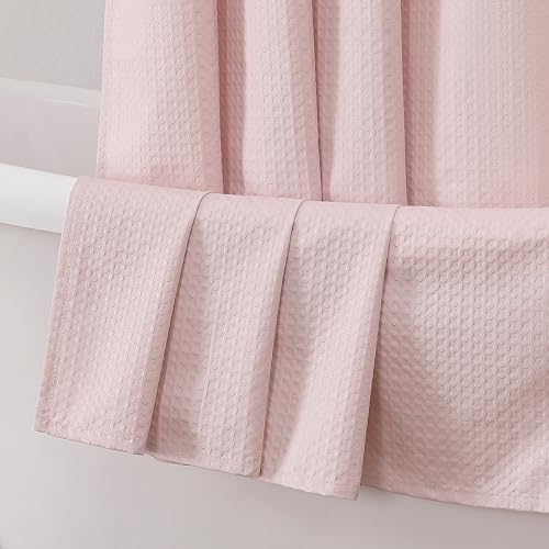 Aiyufeng Shower Curtains for Bathroom???Dot Like Embossed Textured Water Repellent Fabric Large Bath Curtain???Hotel Luxury Quality & Soft Cloth???Machine Washable???72Wx84L???Pink