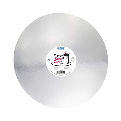 PME CMRS924 Mirror Cake Card Round-Metallic Silver-Pack of 3, 30cm/12 Inch