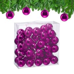 Relaxdays Christmas Baubles, Set of 50, Festive Tree Ornaments, D: 6 cm, Holiday Decorations, Plastic, Shiny, Violet