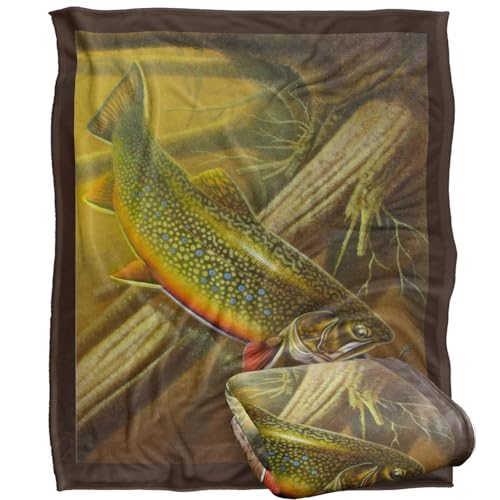 Jq Licensing Brook Trout Fishing Silky Touch Super Soft Throw Blanket 152 X 127 Cm
