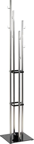 HAKU Coat rack in stainless steel finish, black, metal, 8 mm safety glass coat rack – dimensions: W 35 x H 182 x D 35 cm, style: modern