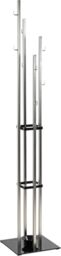 HAKU Coat rack in stainless steel finish, black, metal, 8 mm safety glass coat rack – dimensions: W 35 x H 182 x D 35 cm, style: modern