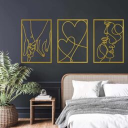 ESTART 3 Pieces Metal Minimalist Line Wall Art