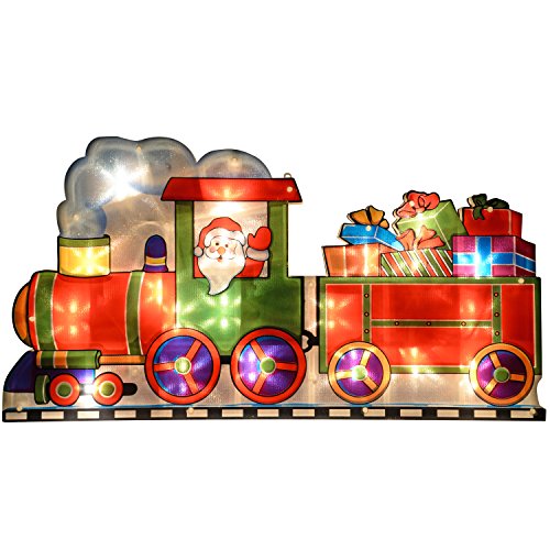 WeRChristmas 45 cm PreLit Santa Train Double Sided Window Silhouette Christmas Decoration