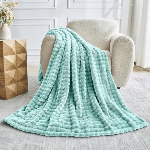 GC GAVENO CAVAILIA Large Sherpa Fleece Throw - Fluffy Soft Blanket for Bed and Sofas, Extra Warm Cosy Sofa Throws for Living Room or Bedroom, Luxury Bed Throw Blanket King Size 200x240 cm, Green
